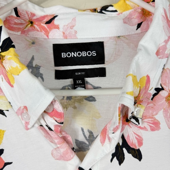 Bonobos Button Down Mens XXL Top Floral Slim Fit Pink White Yellow Shirt - Picture 4 of 5